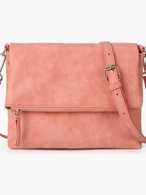 🔥🆕🔥 Gladdon Small Foldover Crossbody Bag - Carmine Pink Vegan Leather